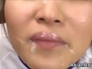 Urat asiatic doamnă devine abuzata și cummed pe